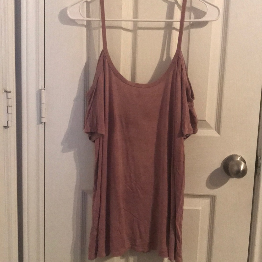 Pink open shoulder top